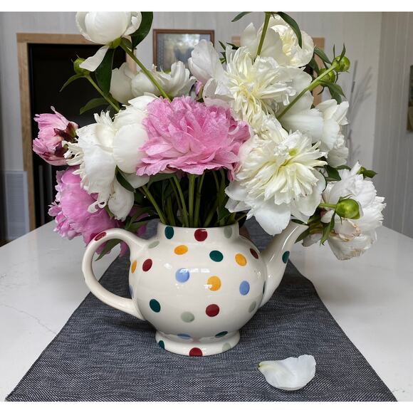 Emma Bridgewater Colorful Polka Dot Tea Pitcher Teapot No Lid - Picture 9 of 11